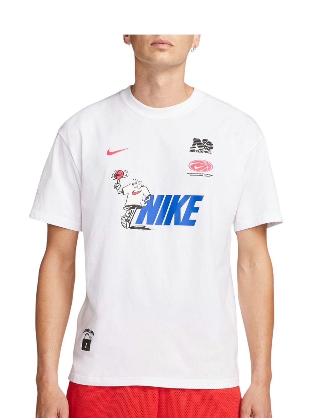 Nike White Graphic Basketball Logo Short Sleeve Tee